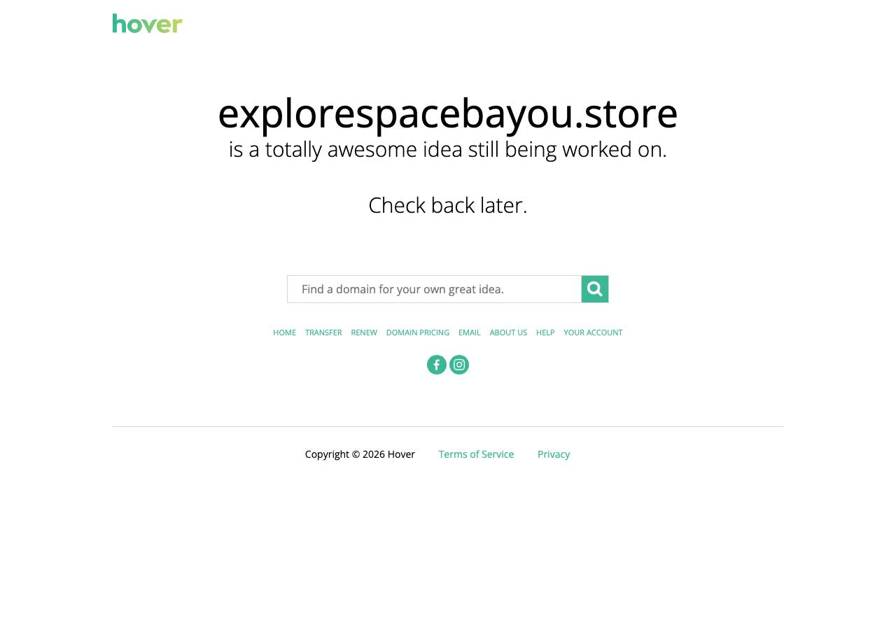 Screenshot of explorespacebayou.store taken by the zone census on 2026-08-27