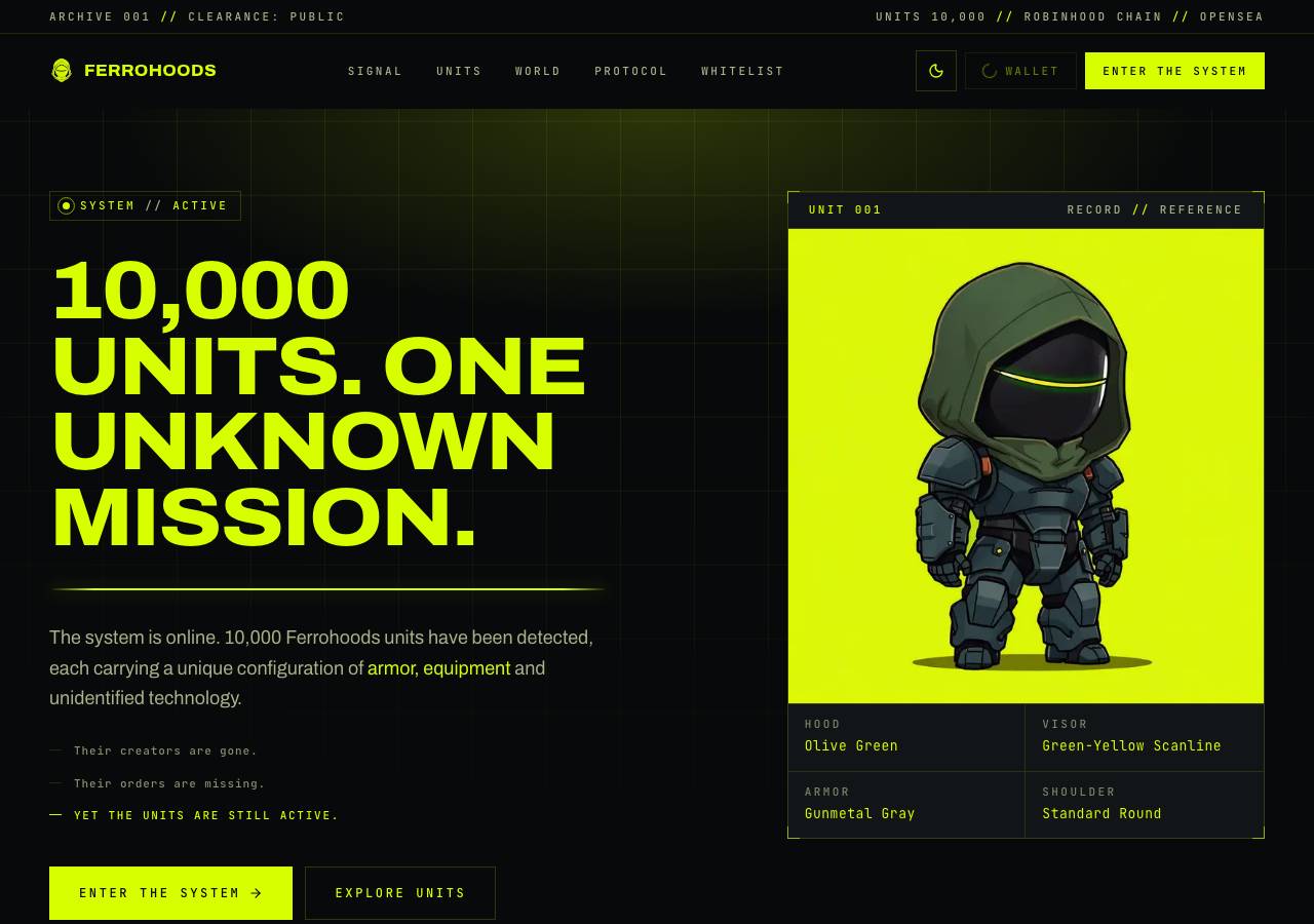Screenshot of ferrohoods.xyz taken by the zone census on 2026-08-27