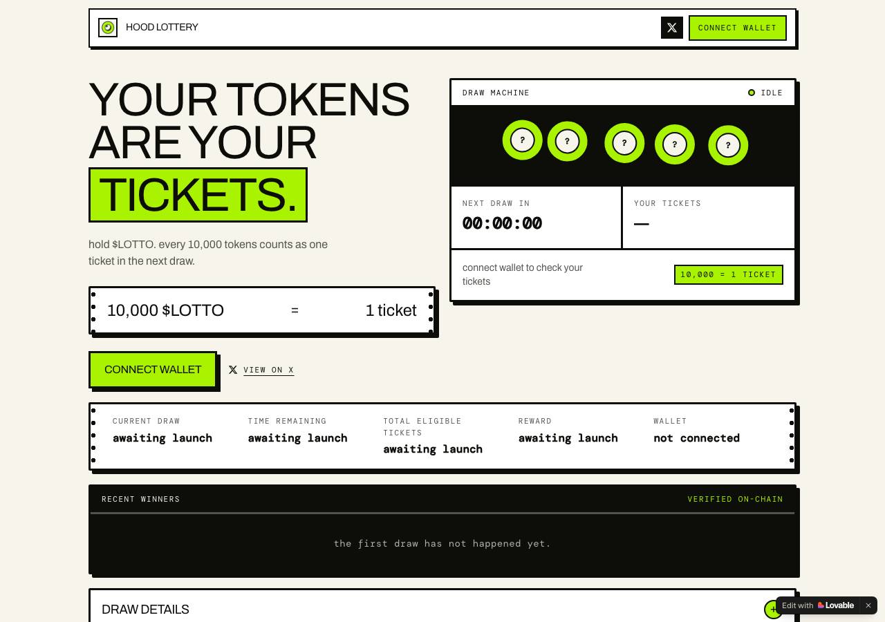 Screenshot of hoodlottery.fun taken by the zone census on 2026-08-27