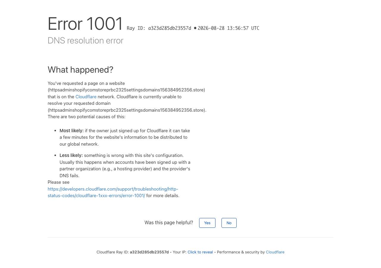 Screenshot of httpsadminshopifycomstoreprbc2325settingsdomains156384952356.store taken by the zone census on 2026-08-27