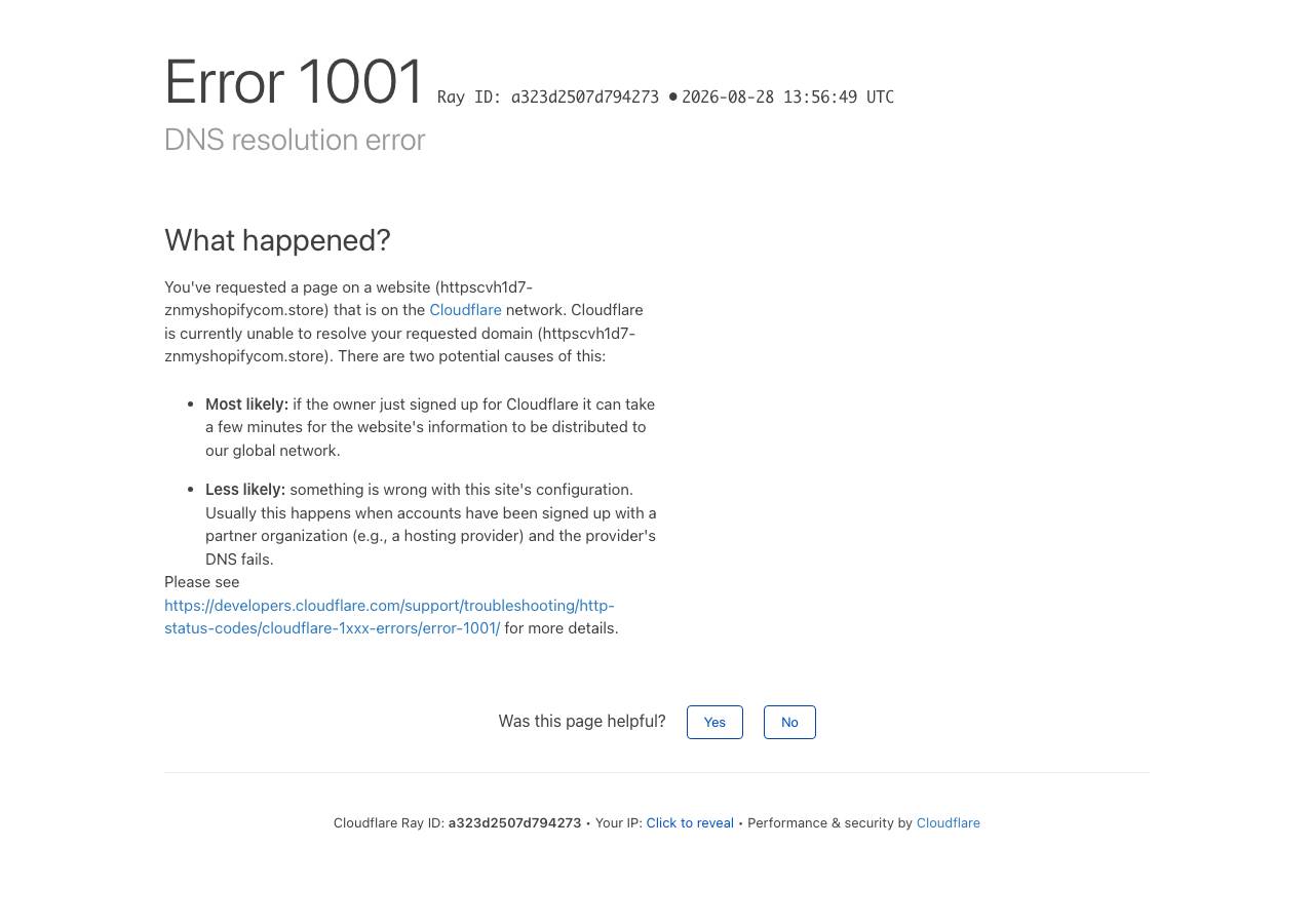 Screenshot of httpscvh1d7-znmyshopifycom.store taken by the zone census on 2026-08-27