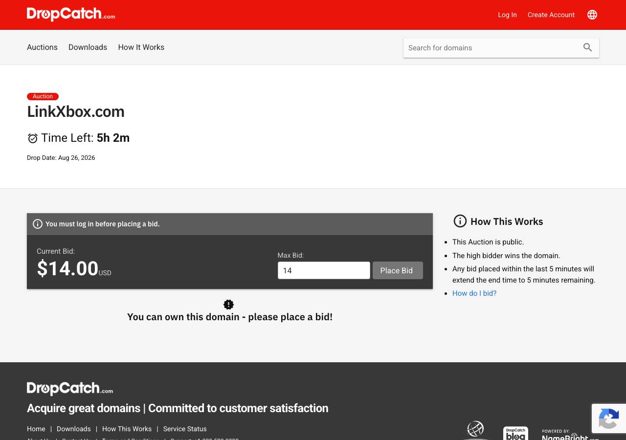 Screenshot of linkxbox.com taken by the zone census on 2026-08-27