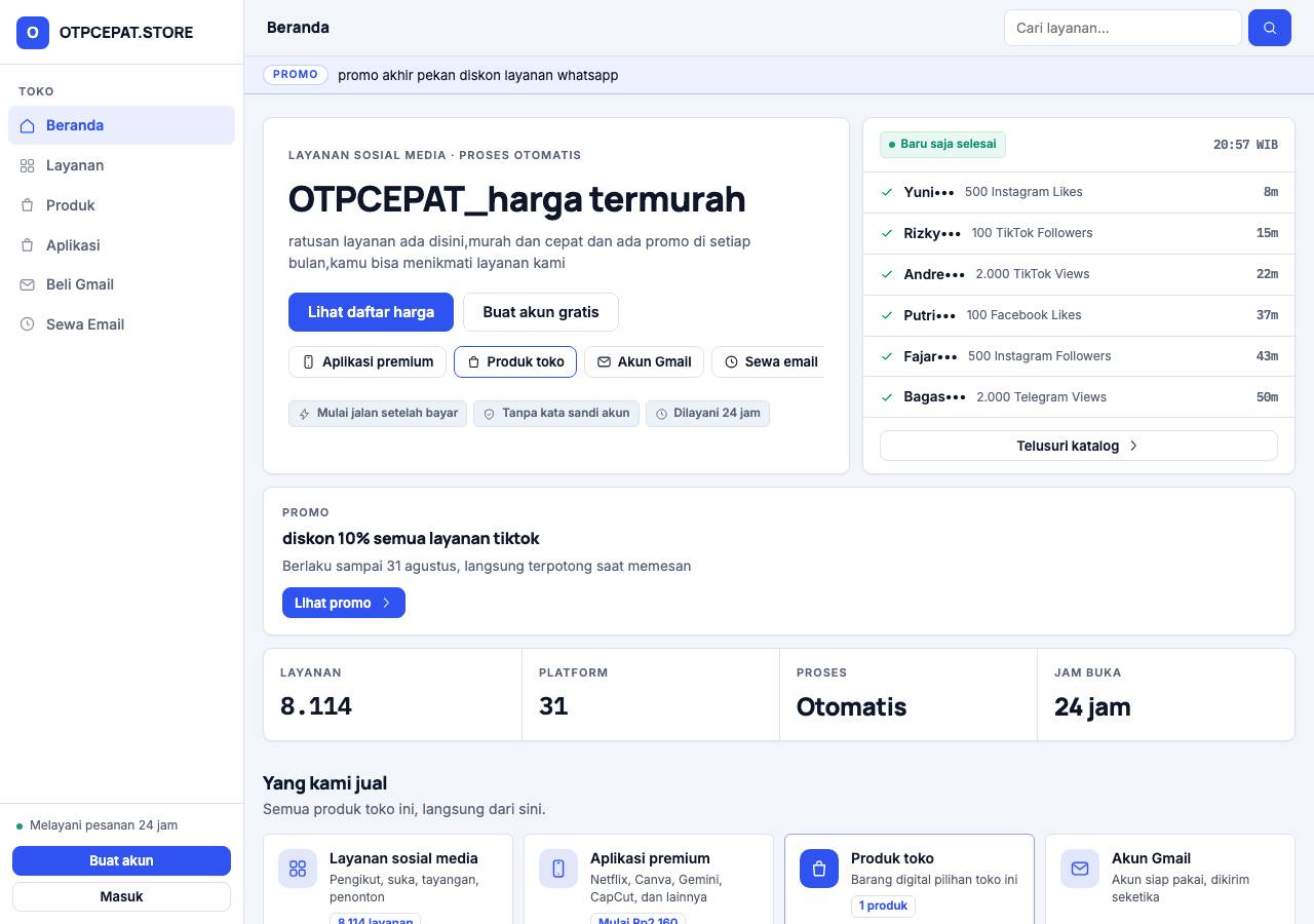 Screenshot of otpcepat.shop taken by the zone census on 2026-08-27