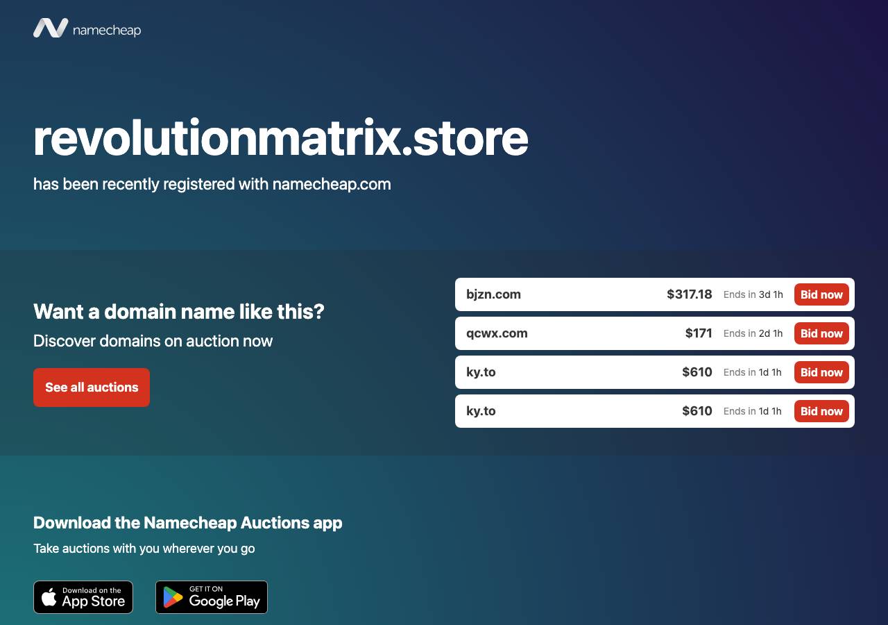 Screenshot of revolutionmatrix.store taken by the zone census on 2026-08-27