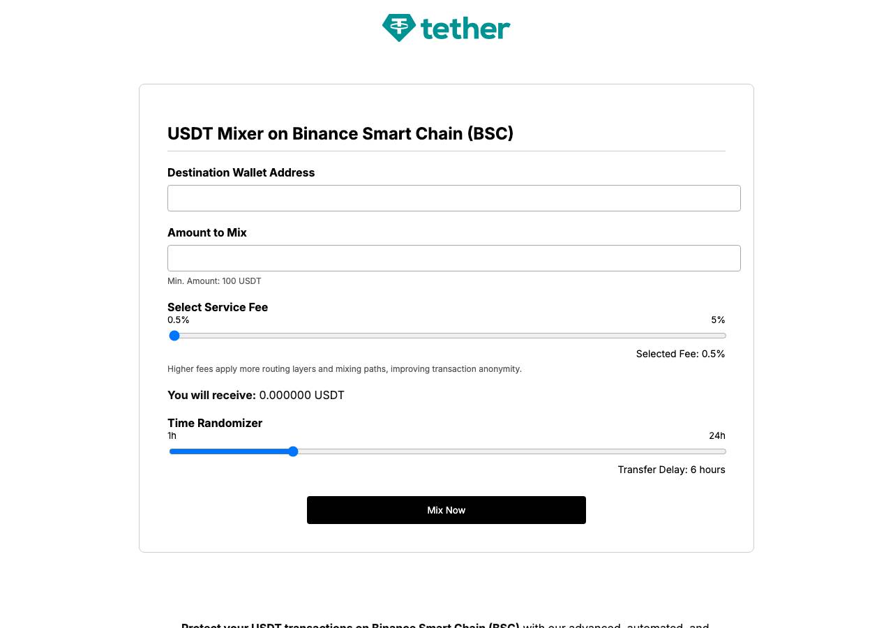 Screenshot of usdt-bsc-mixer.com taken by the zone census on 2026-08-27