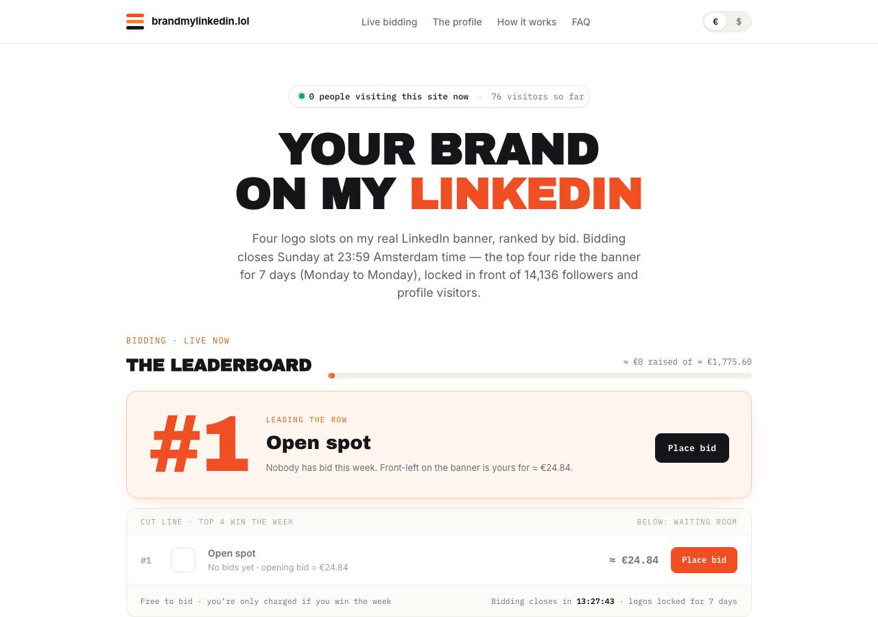 Screenshot of brandmylinkedin.lol taken by the zone census on 2026-08-28