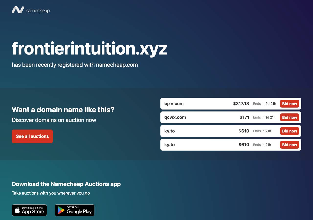 Screenshot of frontierintuition.xyz taken by the zone census on 2026-08-28