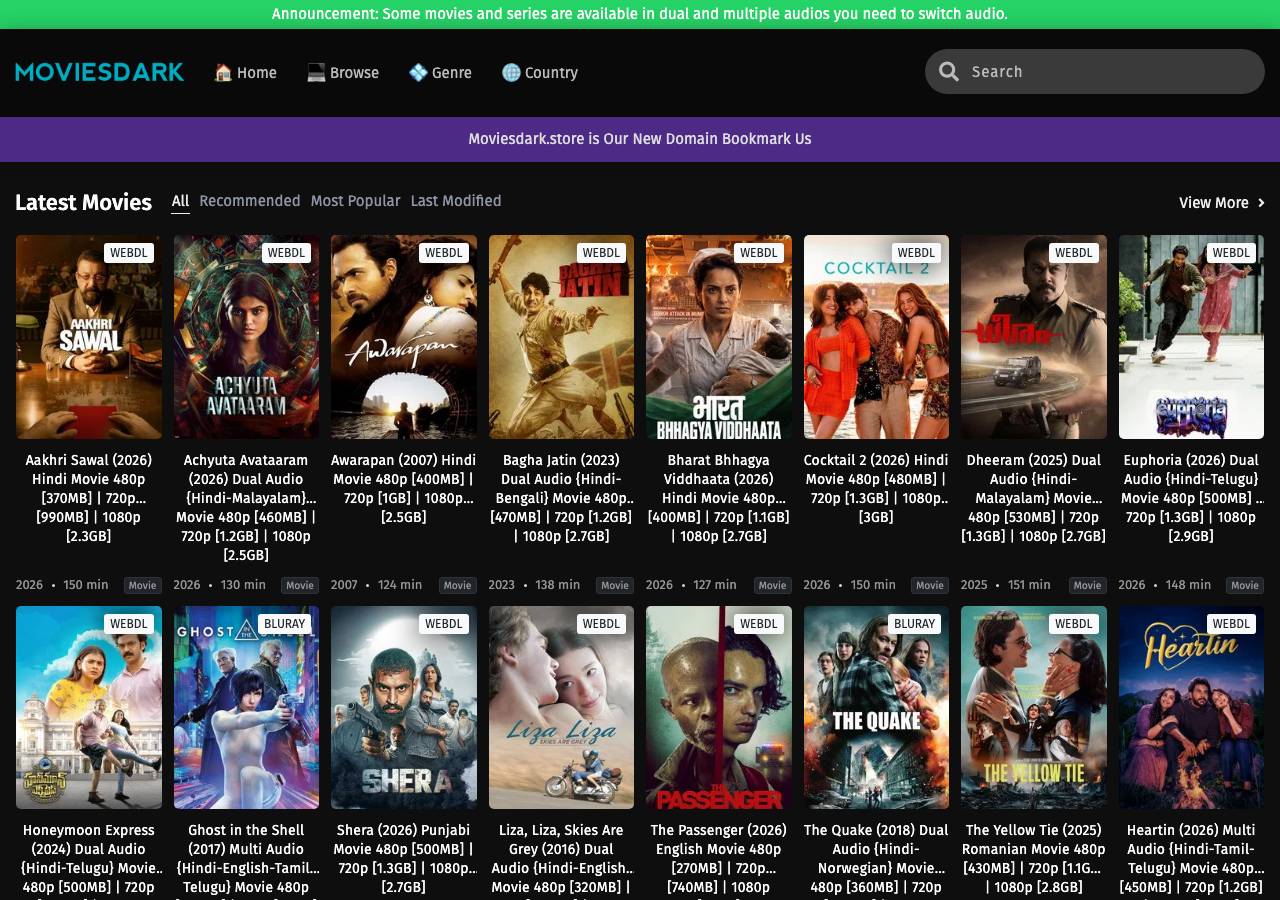 Screenshot of moviesdark.store taken by the zone census on 2026-08-28