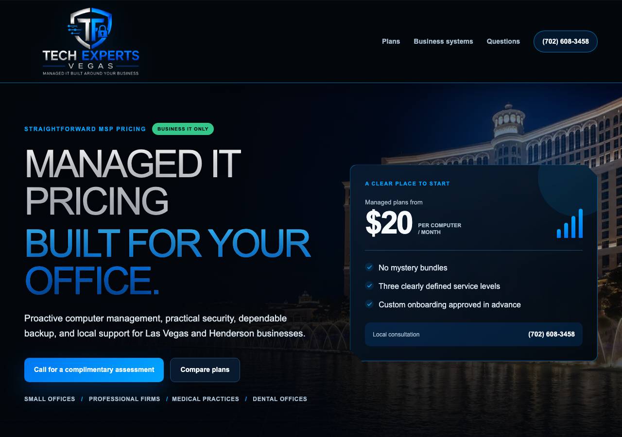 Screenshot of techexperts.vegas taken by the zone census on 2026-08-28