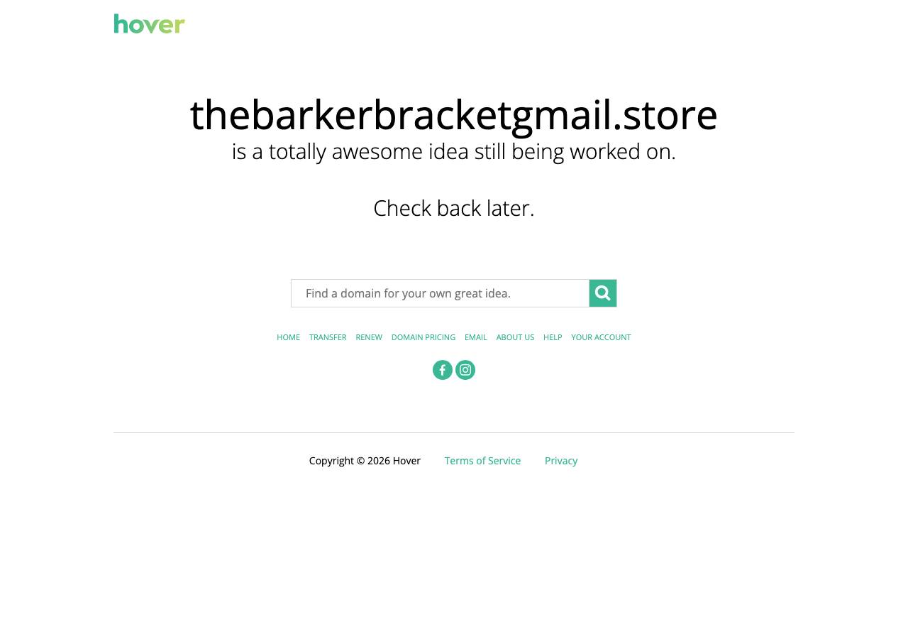 Screenshot of thebarkerbracketgmail.store taken by the zone census on 2026-08-28