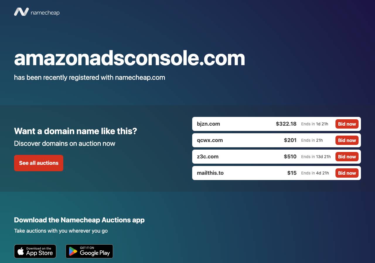 Screenshot of amazonadsconsole.com taken by the zone census on 2026-08-29