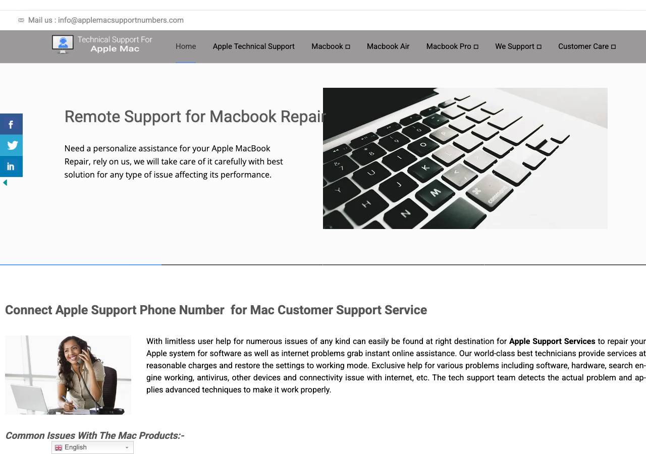 Screenshot of applemacsupportnumbers.com taken by the zone census on 2026-08-29