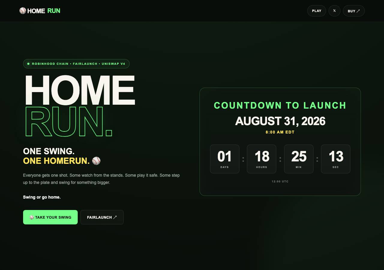 Screenshot of homerunrobinhood.site taken by the zone census on 2026-08-29