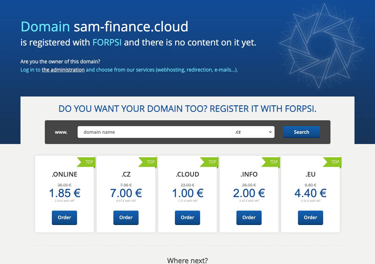 Screenshot of sam-finance.cloud taken by the zone census on 2026-08-29