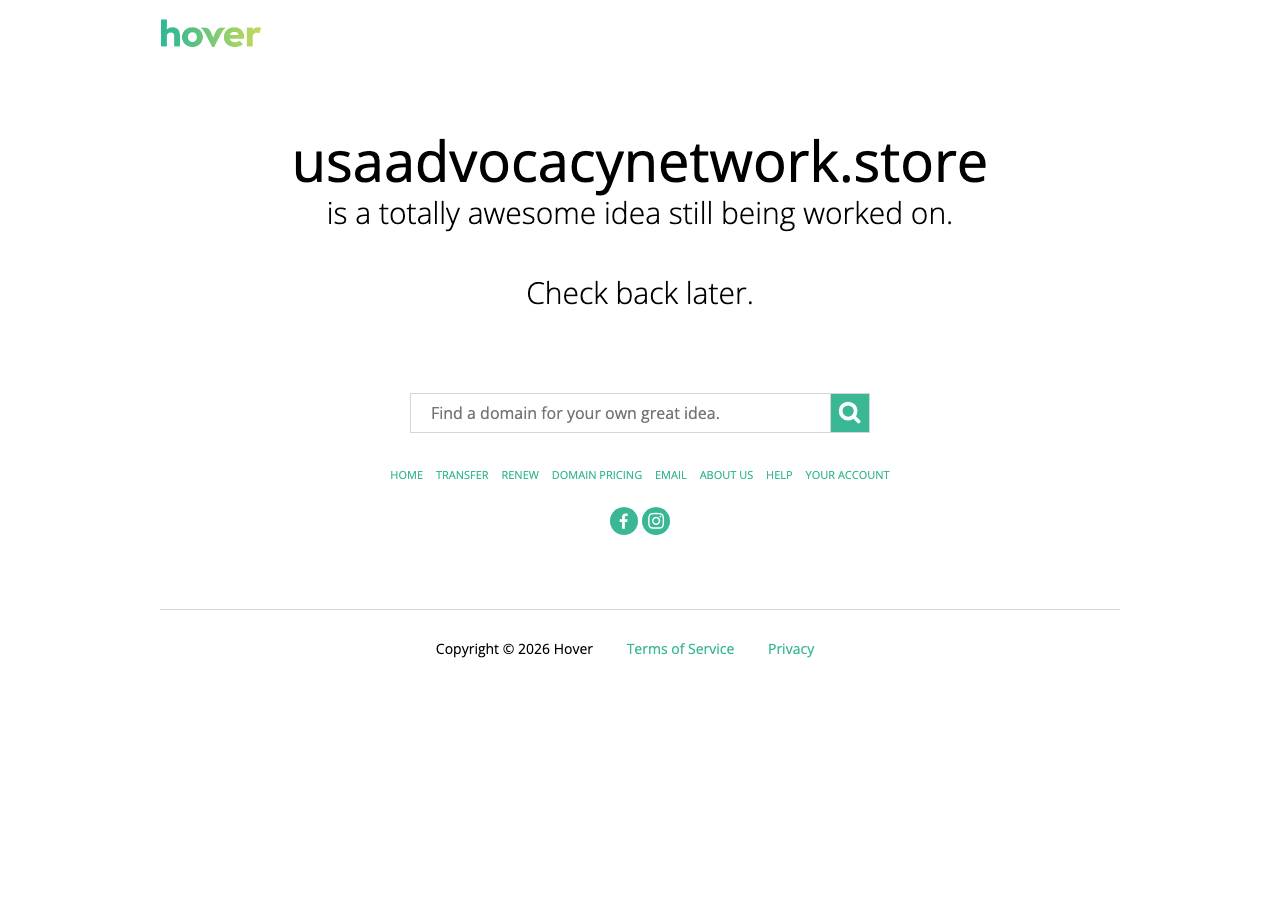 Screenshot of usaadvocacynetwork.store taken by the zone census on 2026-08-29