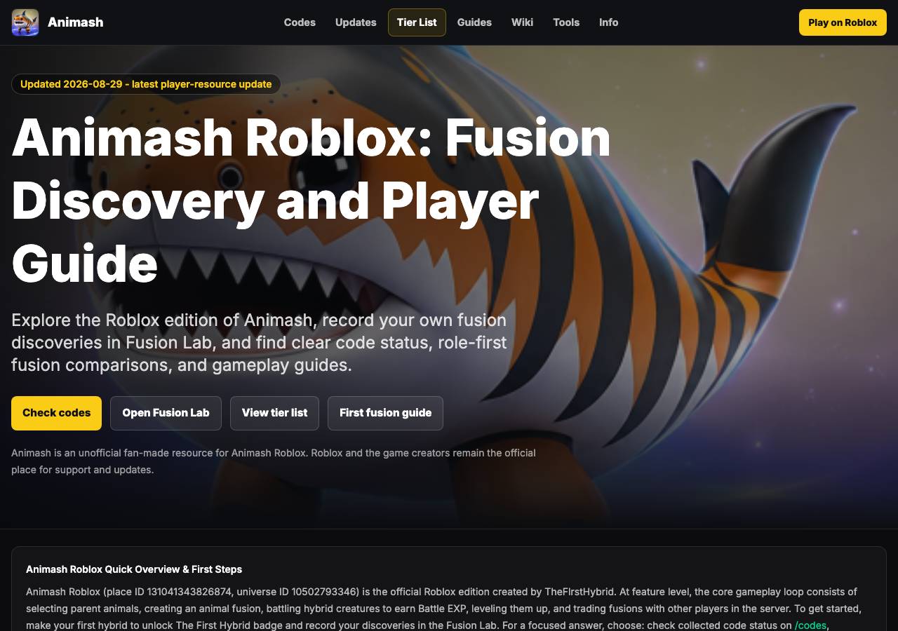 Screenshot of animash-roblox.wiki taken by the zone census on 2026-08-30