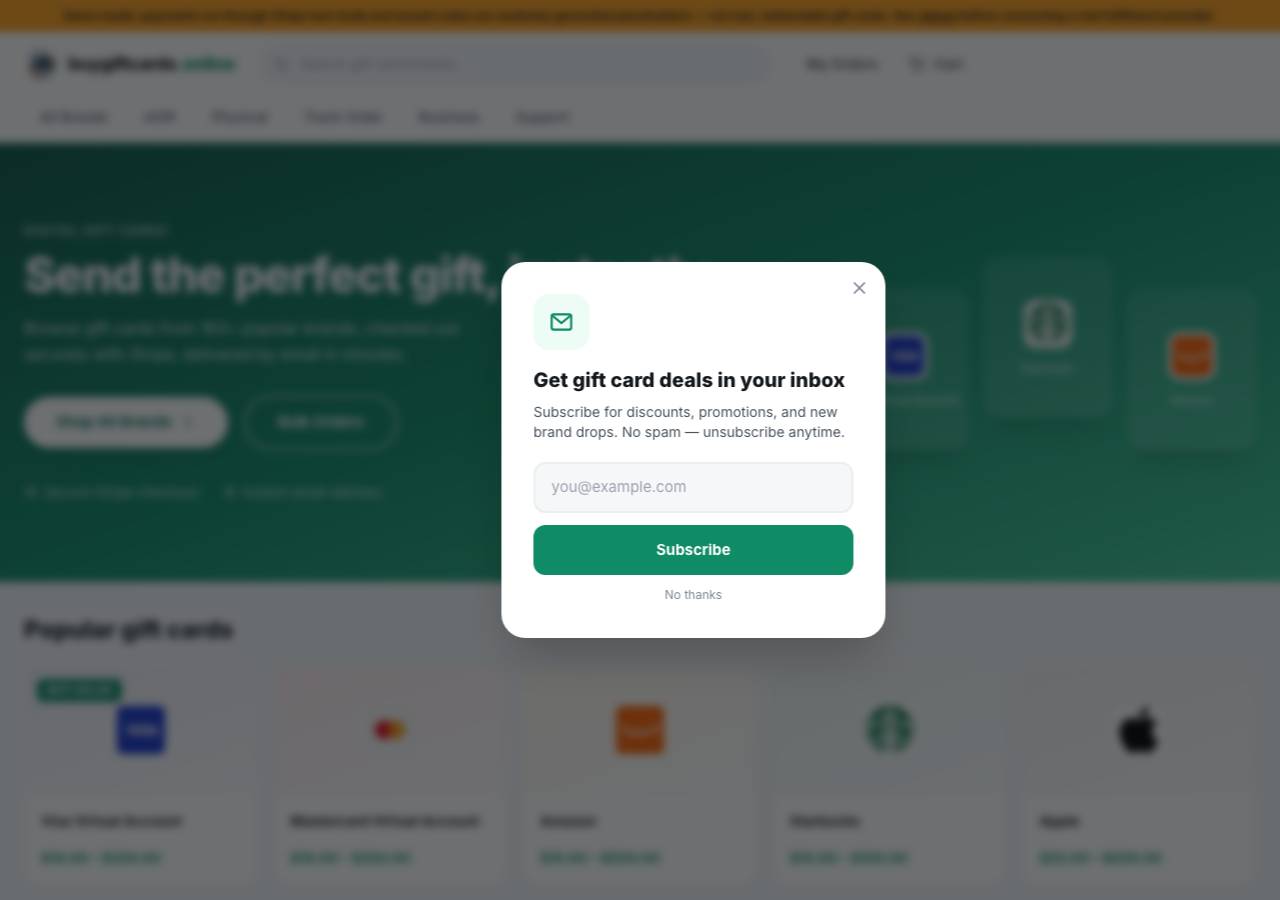 Screenshot of buygiftcards.online taken by the zone census on 2026-08-30