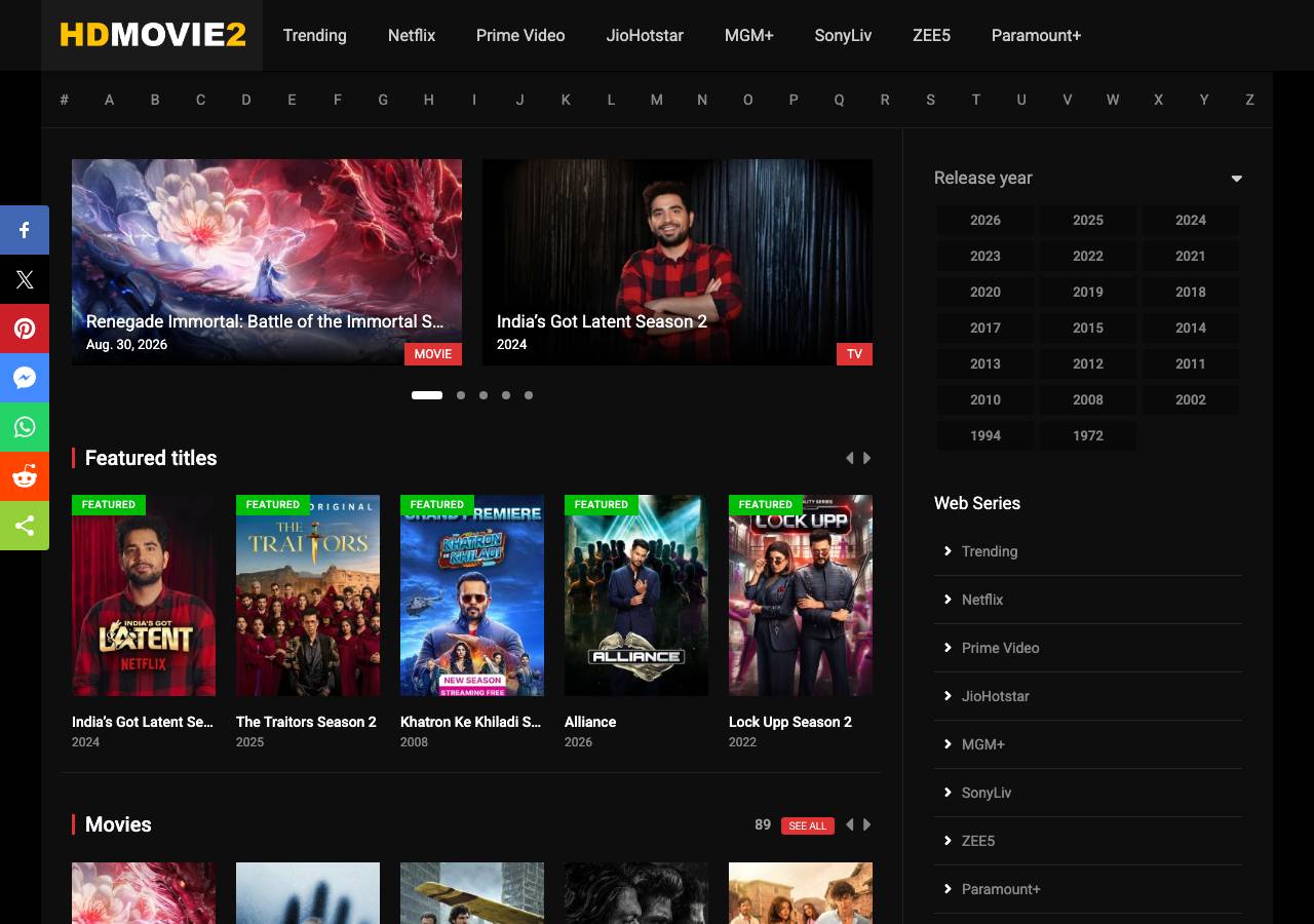 Screenshot of hdmovie2.app taken by the zone census on 2026-08-30