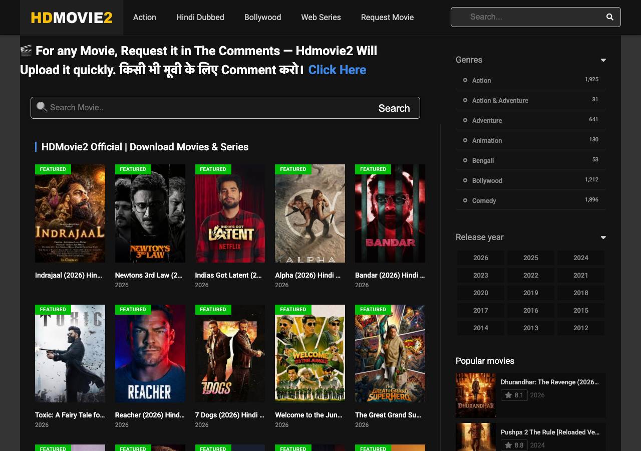 Screenshot of hdmovie2r.tax taken by the zone census on 2026-08-30