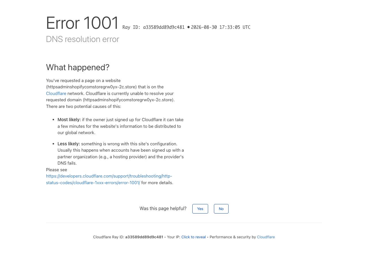 Screenshot of httpsadminshopifycomstoregrw0yx-2c.store taken by the zone census on 2026-08-30