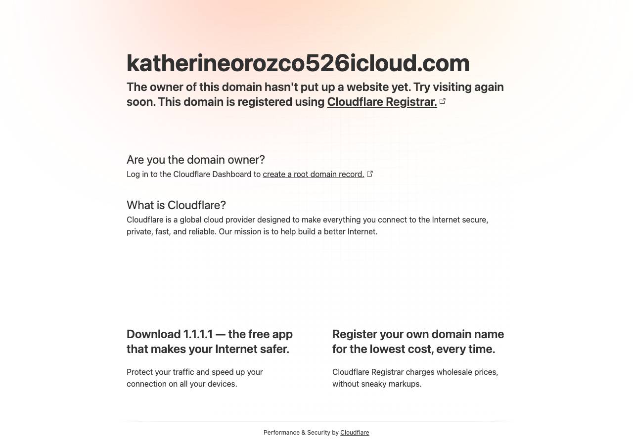 Screenshot of katherineorozco526icloud.com taken by the zone census on 2026-08-30