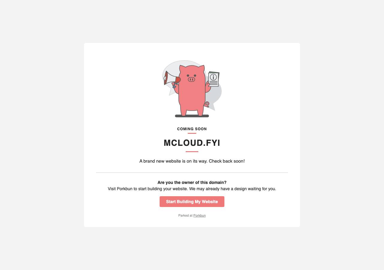 Screenshot of mcloud.fyi taken by the zone census on 2026-08-30