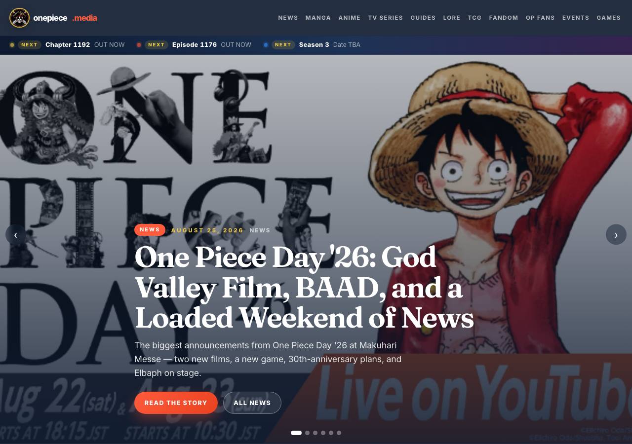 Screenshot of onepiece.media taken by the zone census on 2026-08-30