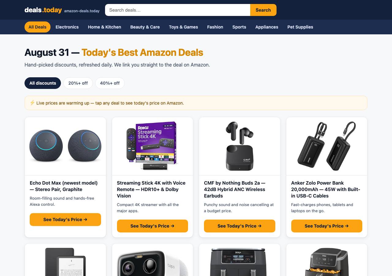 Screenshot of amazon-deals.today taken by the zone census on 2026-08-31