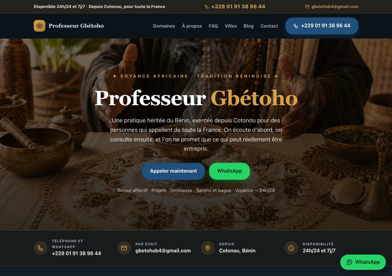 Screenshot of professeur-gbetoho.xyz taken by the zone census on 2026-08-31