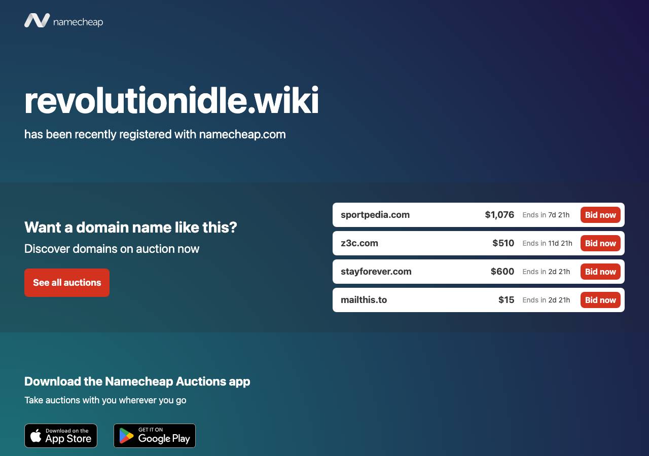 Screenshot of revolutionidle.wiki taken by the zone census on 2026-08-31
