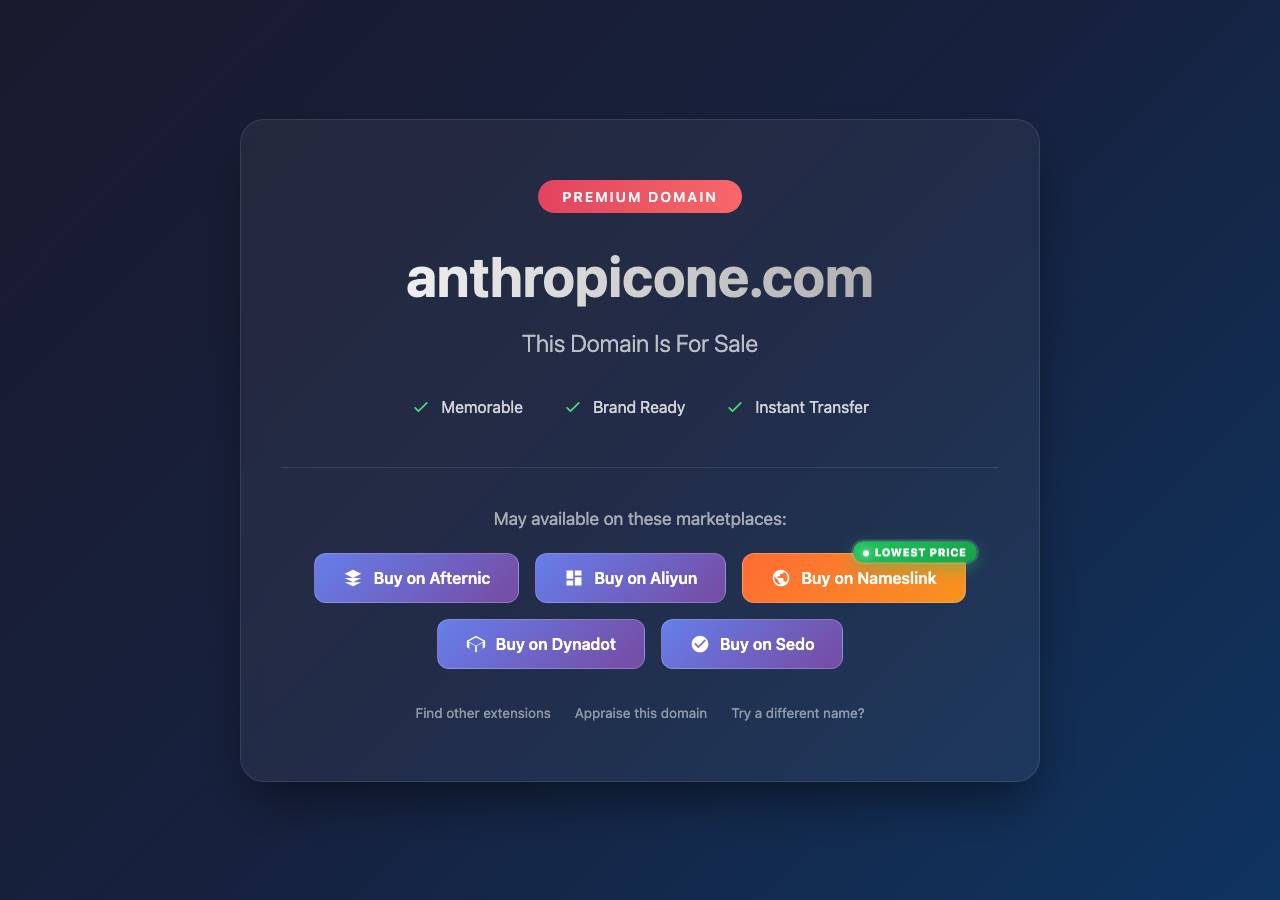 Screenshot of anthropicone.com taken by the zone census on 2026-09-01