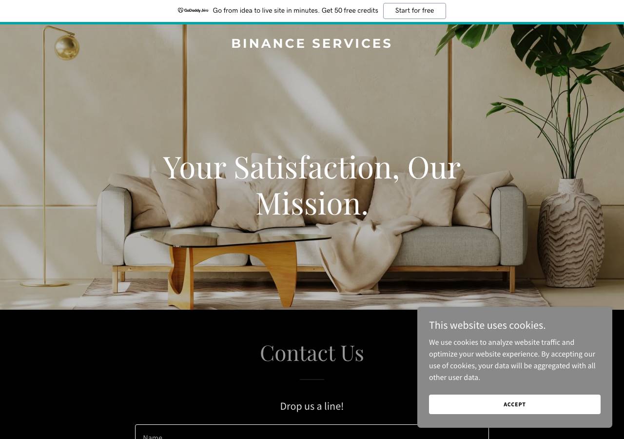 Screenshot of binance-services.com taken by the zone census on 2026-09-01