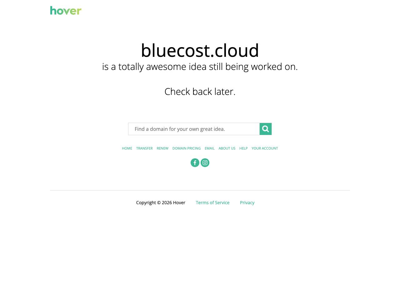 Screenshot of bluecost.cloud taken by the zone census on 2026-09-01