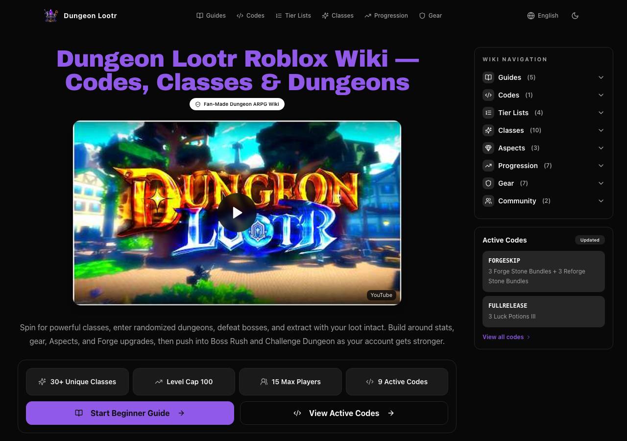 Screenshot of dungeonlootrroblox.wiki taken by the zone census on 2026-09-01