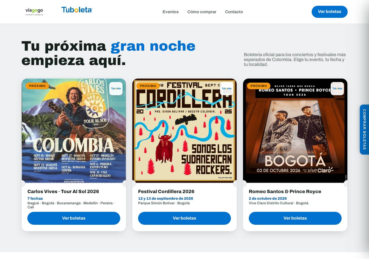 Screenshot of eventotuboleta.com taken by the zone census on 2026-09-01