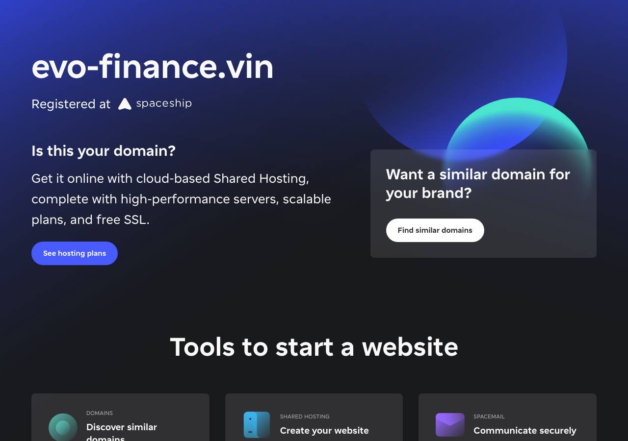 Screenshot of evo-finance.vin taken by the zone census on 2026-09-01