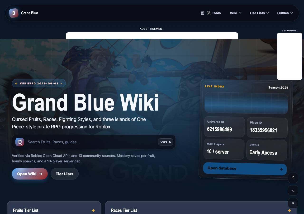 Screenshot of grandblueroblox.wiki taken by the zone census on 2026-09-01