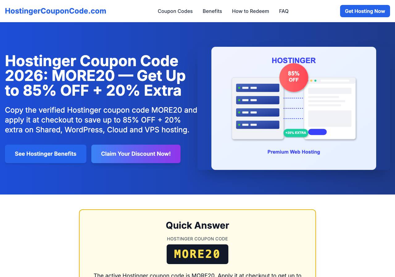 Screenshot of hostingercouponcode.com taken by the zone census on 2026-09-01