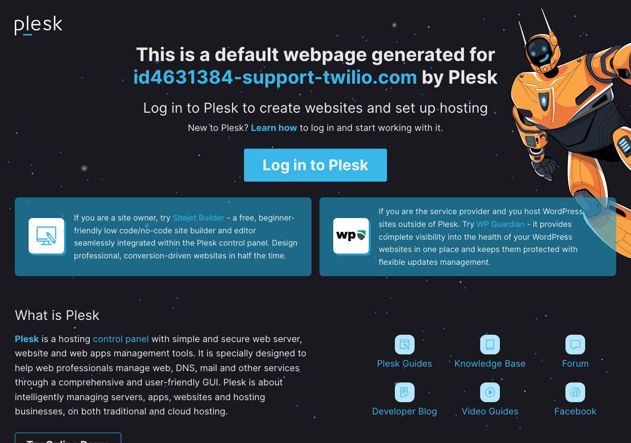 Screenshot of id4631384-support-twilio.com taken by the zone census on 2026-09-01