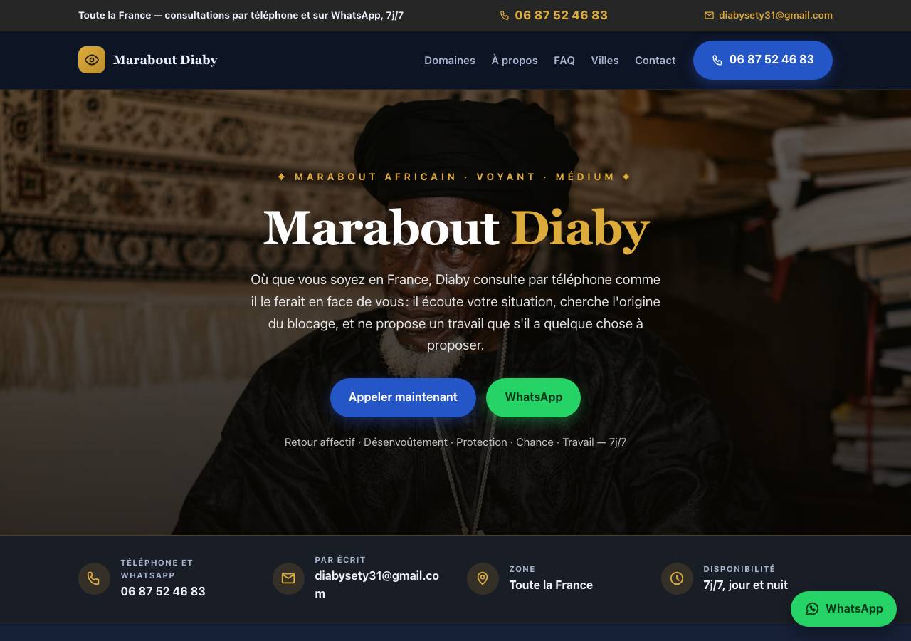 Screenshot of marabout-diaby.xyz taken by the zone census on 2026-09-01