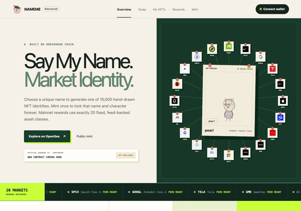 Screenshot of nameme.fun taken by the zone census on 2026-09-01