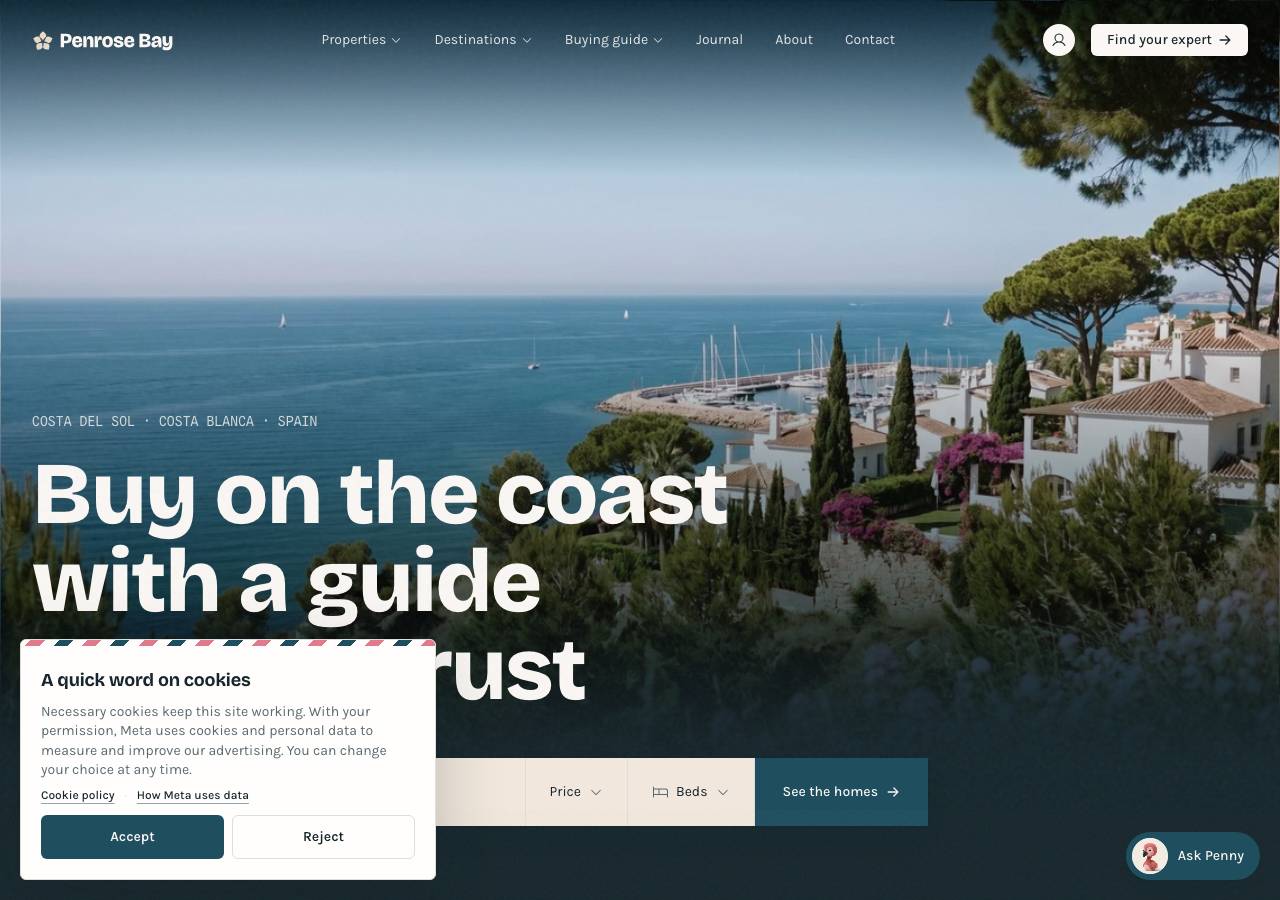 Screenshot of penrosebay.com taken by the zone census on 2026-09-01