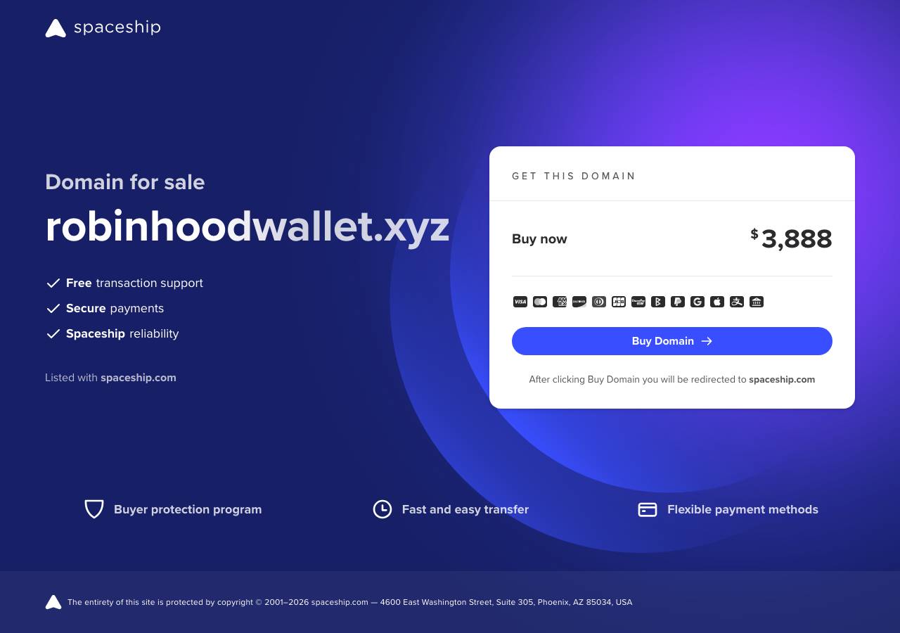 Screenshot of robinhoodwallet.xyz taken by the zone census on 2026-09-01