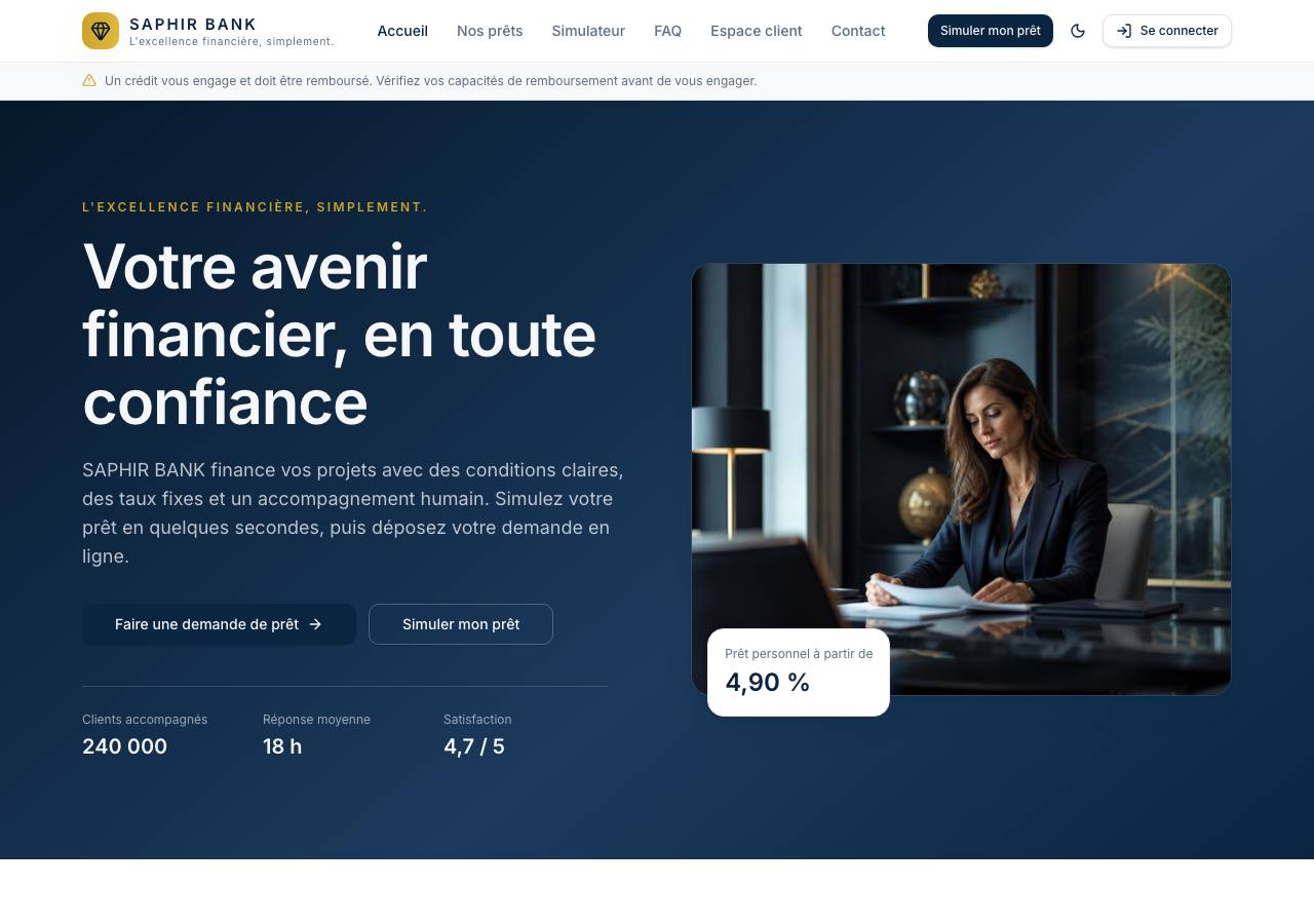 Screenshot of saphir-finance.com taken by the zone census on 2026-09-01