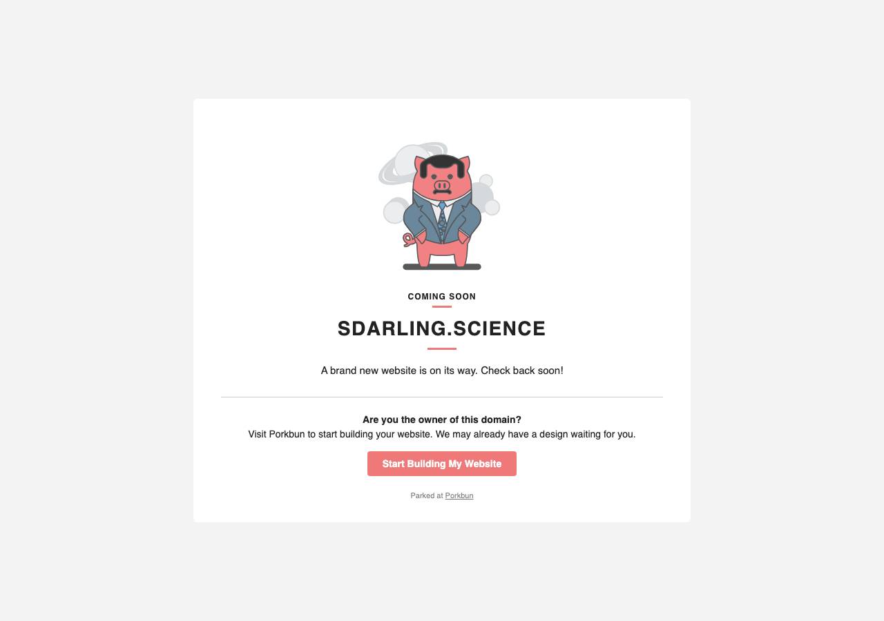 Screenshot of sdarling.science taken by the zone census on 2026-09-01