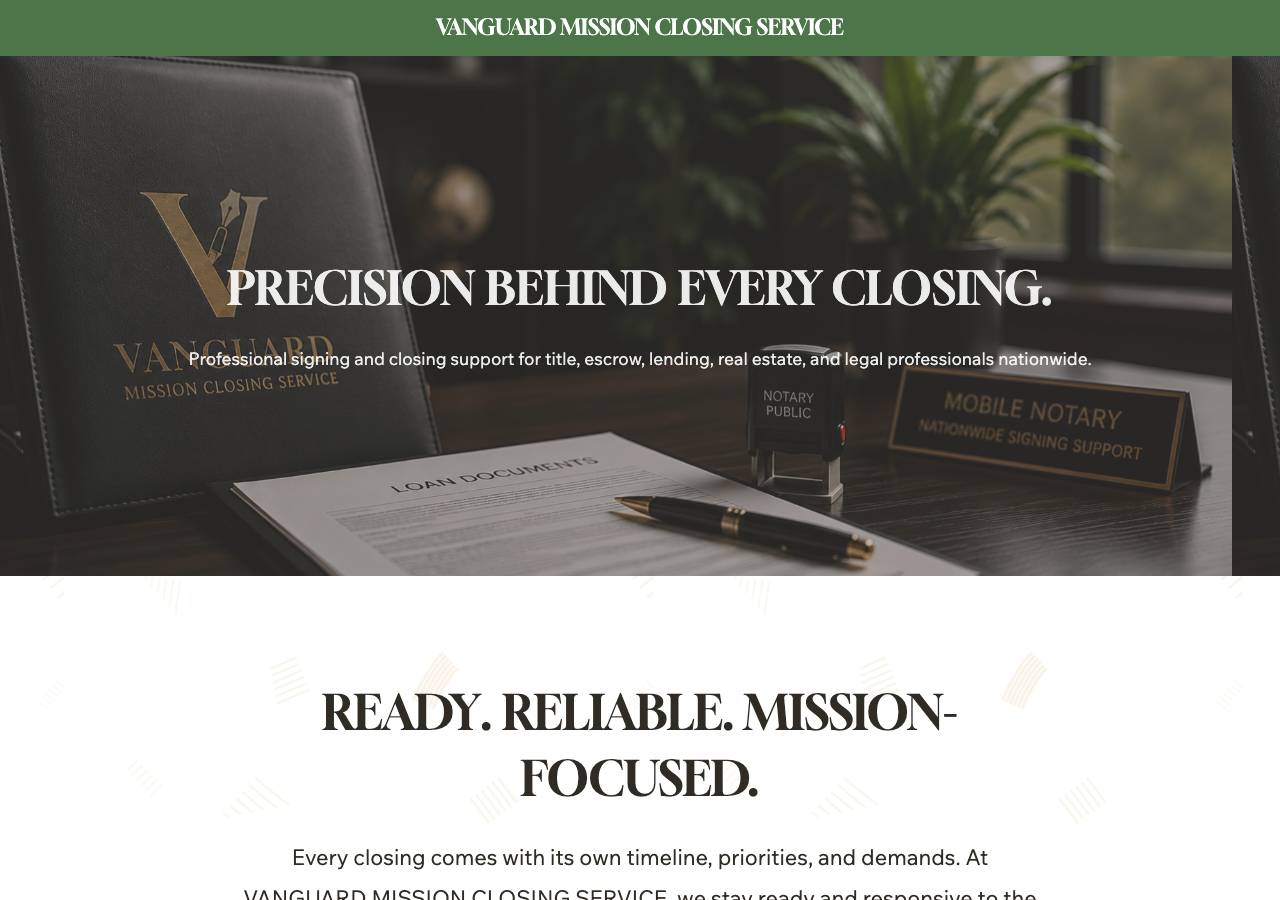 Screenshot of vanguardmissionclosing.com taken by the zone census on 2026-09-01