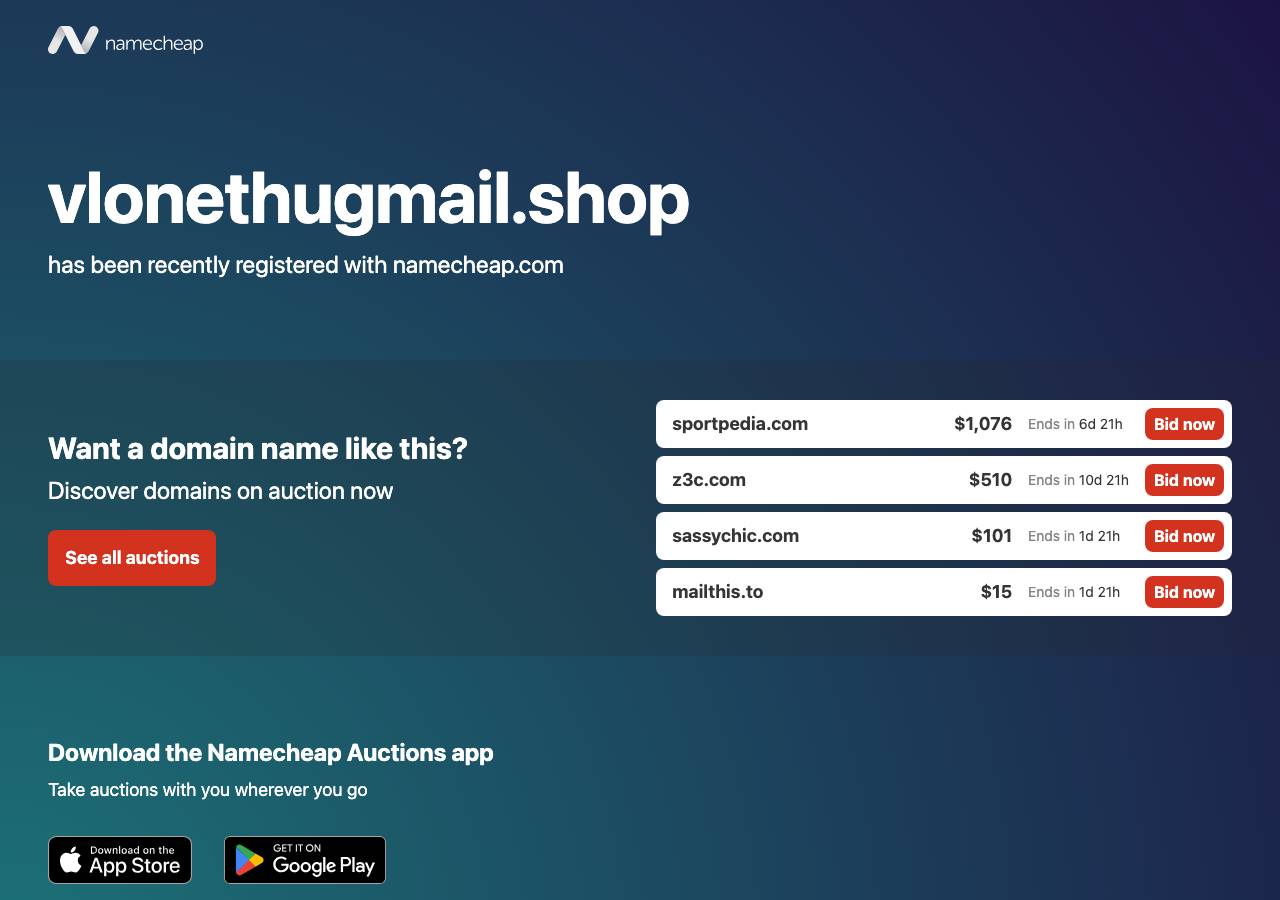 Screenshot of vlonethugmail.shop taken by the zone census on 2026-09-01