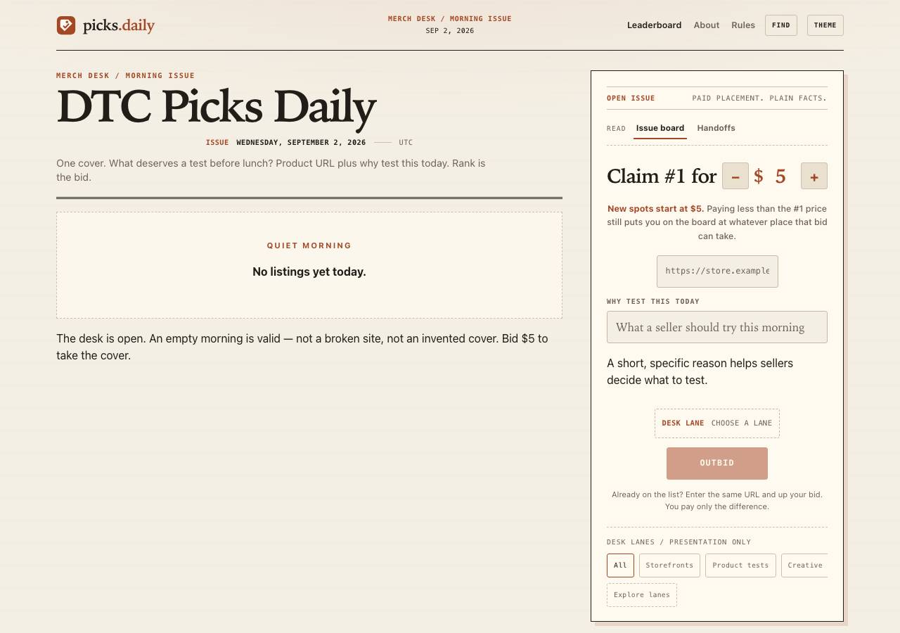 Screenshot of dtcpicks.lol taken by the zone census on 2026-09-02