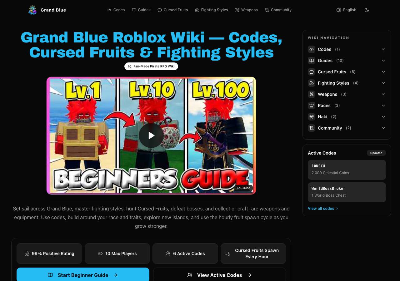 Screenshot of grandblue-roblox.wiki taken by the zone census on 2026-09-02