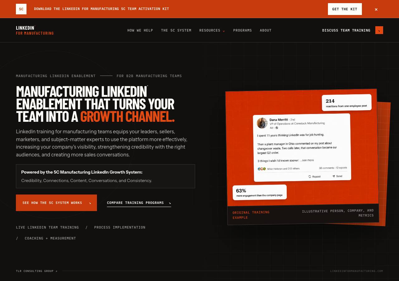 Screenshot of linkedinmanufacturingtraining.com taken by the zone census on 2026-09-02
